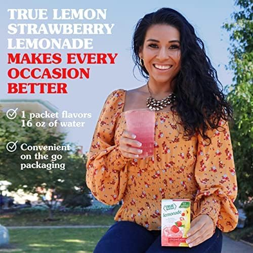 True Lemon Strawberry Lemonade 10ct (Pack of 12) - Drink Mix - No Artificial Sweeteners, Low Calorie - Powdered Drink Mixes & Flavors - Water Flavor Packets & Water Enhancer with Stevia