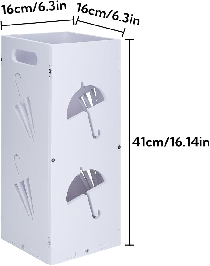 White Square Umbrella Organizer, Umbrella Stand for Entryway, Storage Bin Freestanding for Home, Office, Hotel