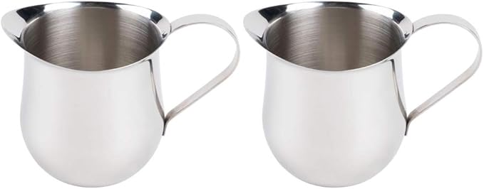 Betolla (2 Pack) 3 oz Stainless Steel Bell Creamer – Bell-Shaped Mini Pitchers for Serving Cream, Milk, Syrups & More