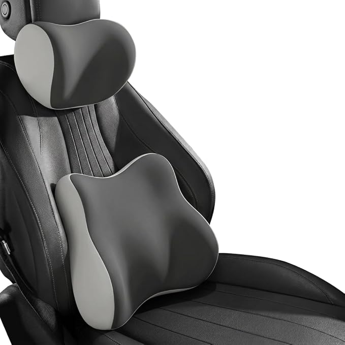 Car Headrest Pillow & Lumbar for Audi A4 Q3 A6 C5 A4 B8 A3 8P Q2 Q5 A1 A3 A5 A6 A7 A8 Q7 Q5L Sq5 Rs Q3 A4 B6, Car Seat Neck Pillow Back Support, Breathable All-Season Seat Cushions, 2PCS