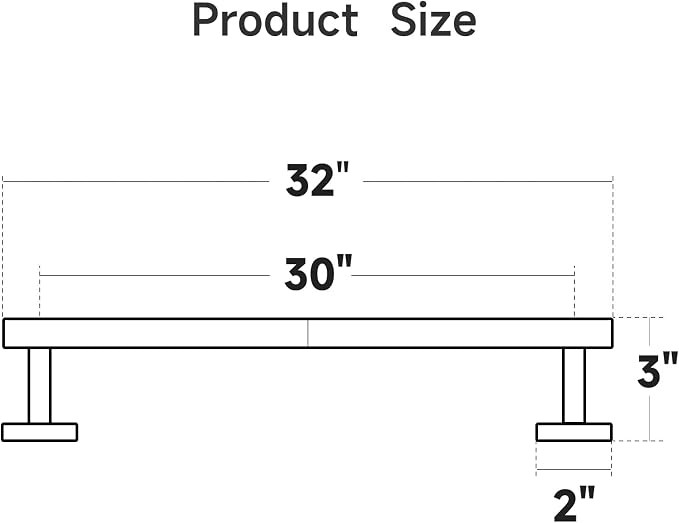 USHOWER Polished Chrome Bath Towel Bar, 30-Inch Towel Rack for Bathroom Wall-Mounted, Thicken SUS304 Stainless Steel Towel Rod (Total Length 32-Inch)