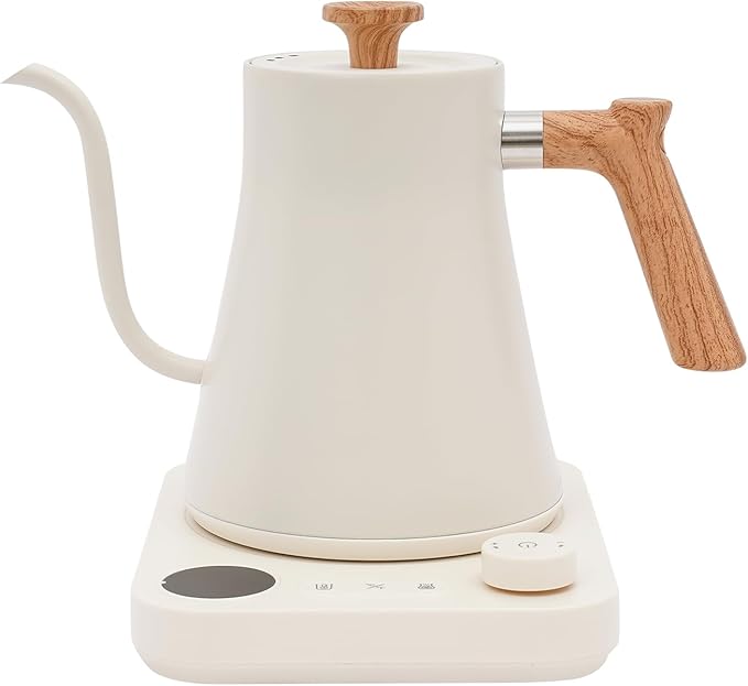 Electric Gooseneck Kettle, 1200W Quick Heating with LED Display, Stainless Steel Inner, Adjustable Temperature, 24H Insulation, Auto Shut Off, for Pour Over Coffee, Tea, French Press (White)