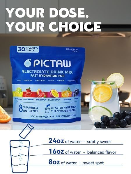 Electrolytes Powder Packets - Hydration Packets, Liquid Daily IV Hydrate Packet for Dehydration Relief and Rehydration Portable, Electrolyte Drink Mix Vegan/Non-GMO (Lemon Lime 30 Pack)