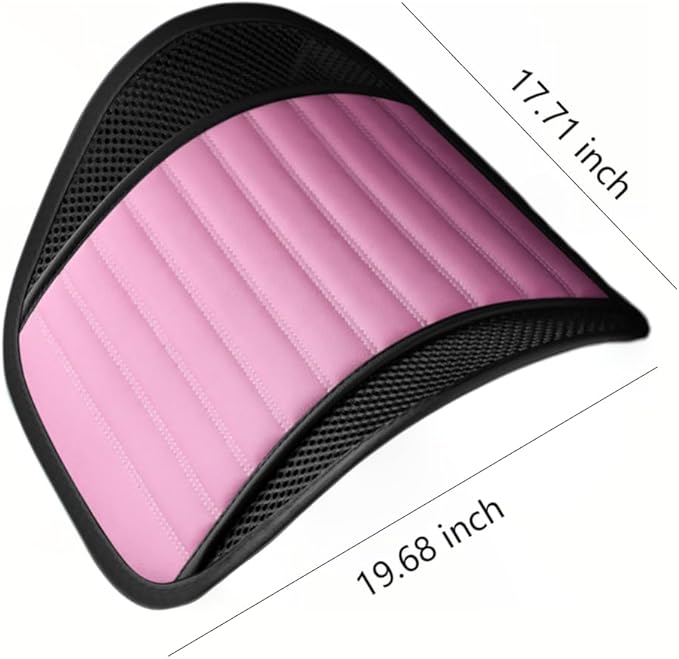 Premium Car Interior Back Support - Versatile Lumbar Cushion for Driver Seat with Breathable Fabric and Adjustable Strap. (2, Pink)