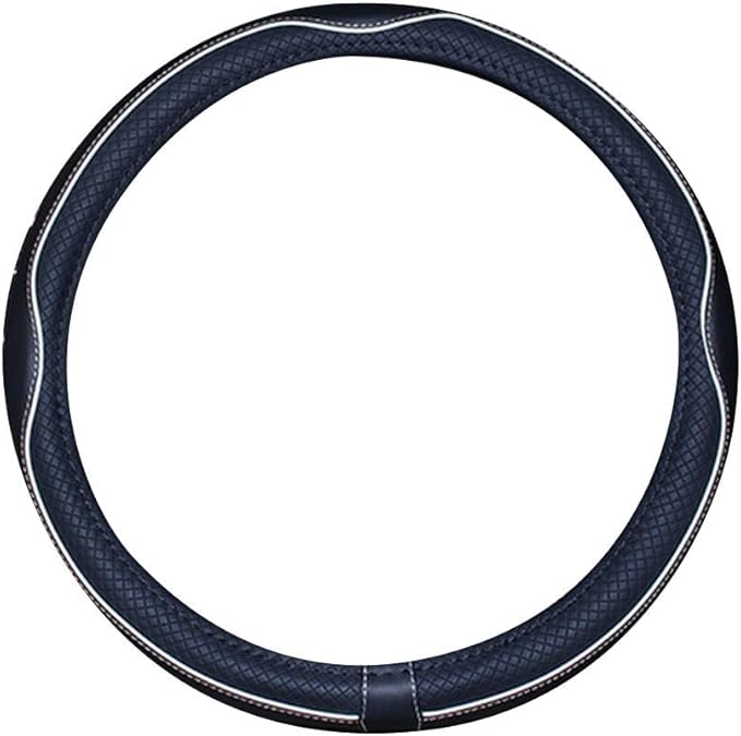 Mayco Bell Large Size Steering Wheel Cover Anti-Slip,Safety,Soft,Breathable,Durable,Full Surround,Comfortable Grip Microfiber Leather (15.5-16 inch, Black White)