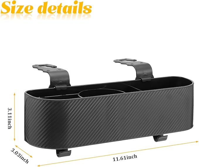 2PCS Car Backseat Cup Holder Organizer, Multifunctional Vehicle Headrest Storage Box with Strong Hooks, Automotive Interior Seat Back Hanging Box Accessories, Universal Fit (Black)