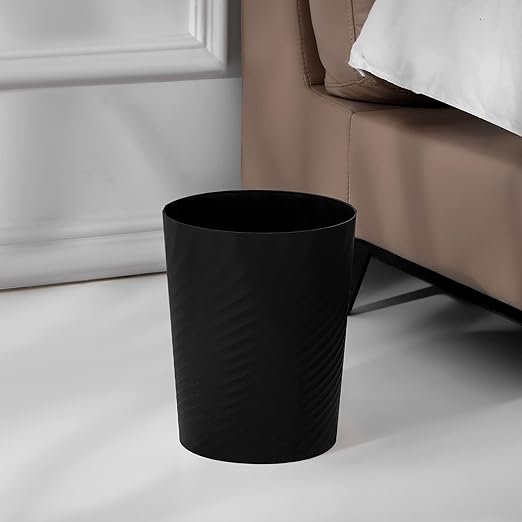 UUJOLY Bathroom Small Trash Can with Trash Bag Plastic Garbage Can Round Waste Basket for Bathrooms, Laundry Room, Kitchens, Offices, Kids Rooms, Dorms, 1.8 Gallons, 3 Pack (Black)