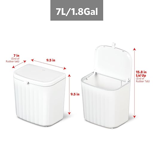 Glad Roomate Under Counter Waste Bin | Space Saving Small Trash Can for Kitchen Cabinet, Bathroom or Office | Dual Lid for Ease of Opening, 7 Liter, White