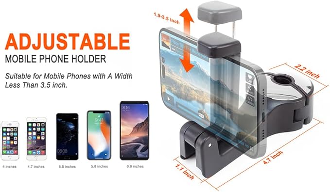 2 in 1 Car Headrest Hook with Cell Phone Holder, Universal for Purses and Bags, 360 Rotation, Silver