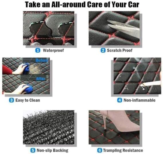 Custom Car Floor Mat Compatible with 97% Car Models Luxury Leather All Weather Waterproof Anti-Skid Full Coverage Car Mats (Purple with red)