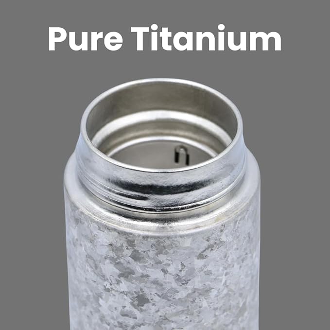 16oz Pure Titanium Insulated Water Bottle, Double Wall Vacuum, Lightweight, BPA-Free, for Hot or Cold Drinks, Pure Titanium Liner Shell Perfect for Coffee, Tea, Milk, Juice, High Appearance Gifts