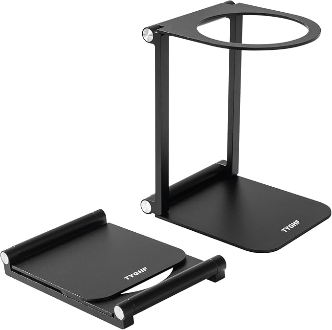 Pour Over Coffee Maker Stand,Foldable Portable Electric Espresso Machine Stand,Holder for Coffee Grinder,Universal Dripper,V60 Dripper,Travel Coffee Maker, Press Round&Black