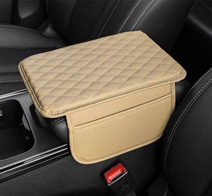 Car Armrest Cushion for Audi A4 allroad (B8 8K) 2011-2015, Car Centre Console Pad Scratch Protection Waterproof Armrest Cushion Interior Accessories,Beige