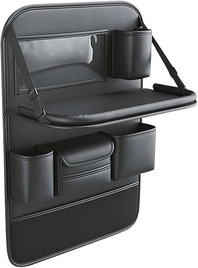 Car Backseat Organizer Storage Bag with Foldable Table Holder Waterproof Protector for Toddlers Kids Adults Business Road Trip Travel Accessories
