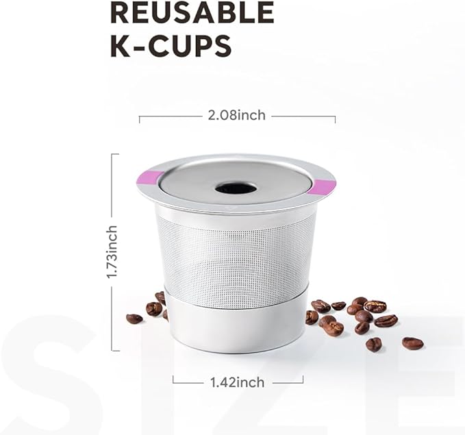 Stianless Steel Reusable K Cup Coffee Pods Compatible for K eurig 1.0 & 2.0 Coffee Maker Refillable K-eurig Coffee Filter with Replacement Rubber O-rings