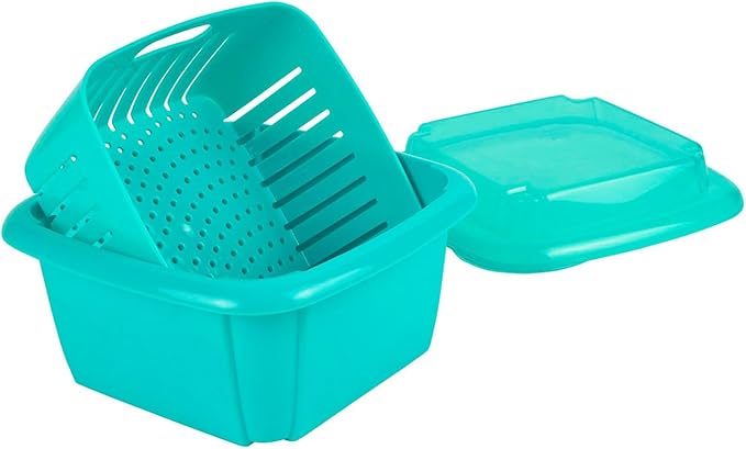 Hutzler 3-in-1 Berry Keeper Colander and Container, Keeps Berries Fresh Longer, 2 Pints, Turquoise