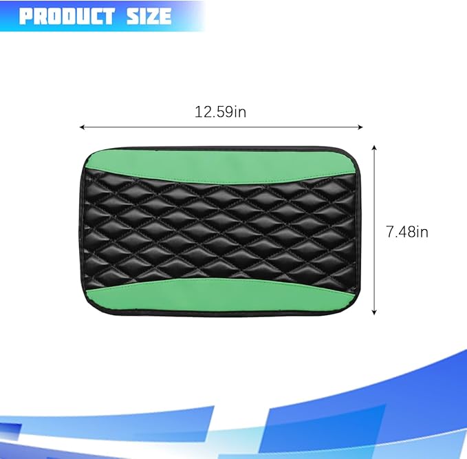 Car Center Console Cover, Comfortable PU Leather Vehicle Armrest Storage Box Cushion Pad, Anti-Scratch Automotive Interior Arm Rest Cover Protector, Universal for Truck SUV Sedan (Green)
