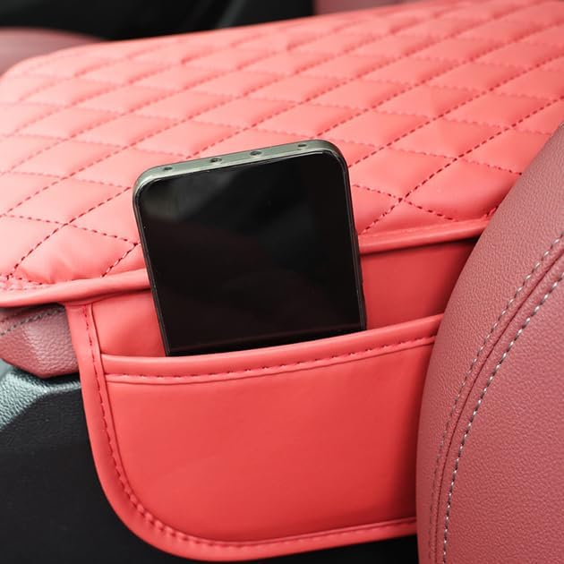 Car Center Console Cover for Jeep Compass 2006–2025 2026 MK/MP, Waterproof Anti-Scratch Leather Armrest Pad, Console Cushion with Side Storage Pocket, Soft Padding Auto Armrest Mat,A-Black