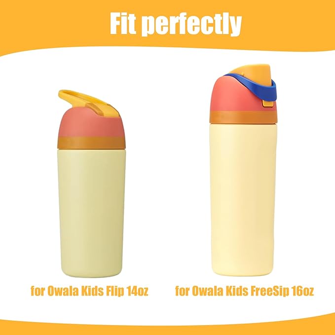 Mity rain 2PCS Protective Boot Compatible with Owala Kids Water Bottle 16 oz &14 oz, Silicone Boot Accessories for Owala Kids FreeSip 16oz & Flip 14oz (Golden Yellow)