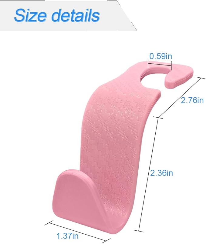 Car Seat Headrest Hook, 4 Pack Auto Seat Hanger Storage Organizer for Purse Handbag Coats Grocery Bags, Car Interior Accessories, Universal Vehicle Backseat Plastic Hanging Hook (Pink2)