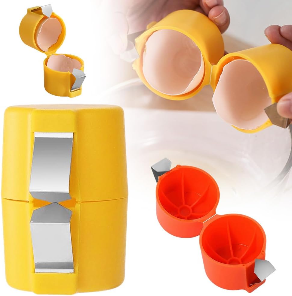 Stainless Steel Egg Shell Opener, 2025 New Egg Shell Cutter Egg Shell Separator for Raw Eggs Gadgets, Multifunctional Egg Cutter Egg Cracker Separator for Home Kitchen (Red)