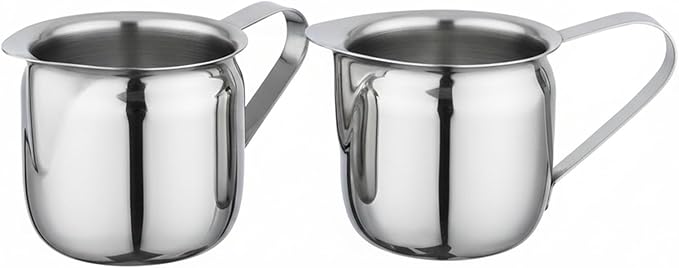 5 oz Stainless Steel Bell Creamer Pitchers - Polished Metal Cream Server Set - Classic Bell Shape Coffee and Tea - Small Table Creamer Pitchers for Café and Restaurant Use (2 Pack)