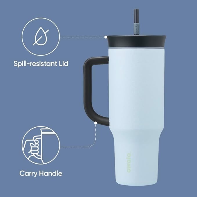 Owala 40oz Stainless Steel Triple Layer Insulated Travel Tumbler with Spill Resistant Lid & 2-in-1 Water Bottle Brush Cleaner