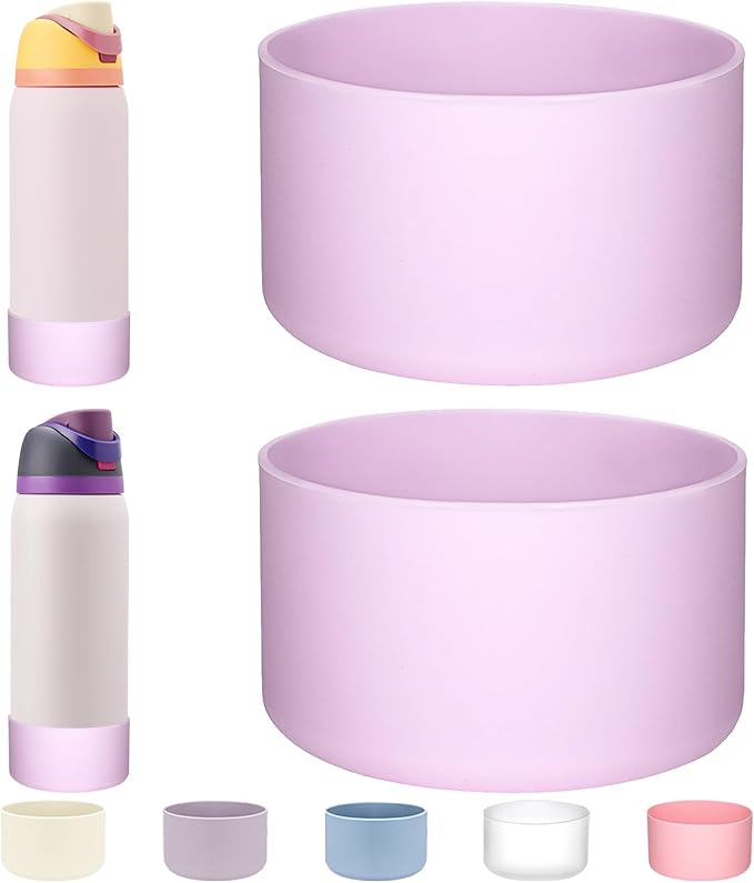 WK IEASON 2Pcs Silicone Boot for Owala Water Bottle, Protective Flask Bottom Cover Base for Owala FreeSip Twist and Flip Flask Water Bottle Accessories-3.56inch Bottom Diameter