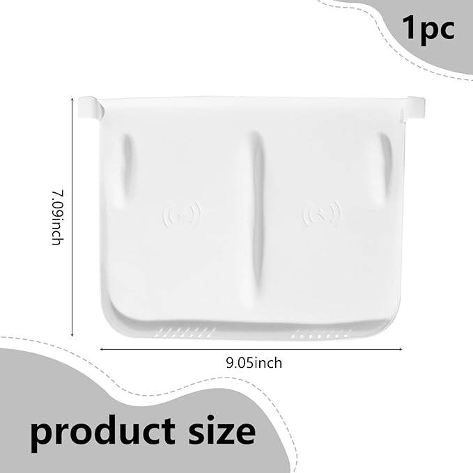1 PC Car Central Control Wireless Supplementary Power Supply Silicone Pad, 9" x 7" Flexible Non-Slip Panel, 1:1 Dustproof Cleanable Mobile Phone Tray, Compatible with Tesla Model Y/3 (White)