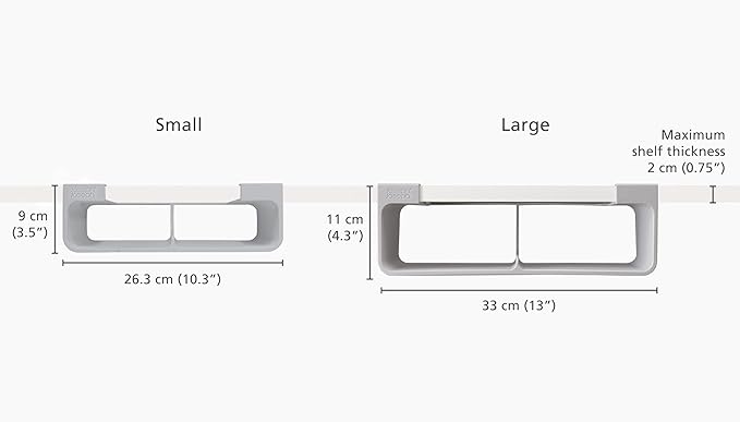 Joseph Joseph Caddy, Under Shelf Storage, Film Foil and Bag Organizer | For Larger Rolls | Fits Kitchen Units Over 13 in | Large | Pack of 2