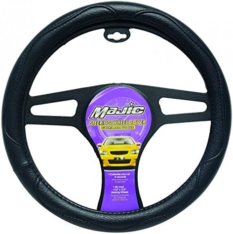 Majic Slip-On Steering Wheel Cover with Leatherette with Trim Design 1 Ea. (Black)