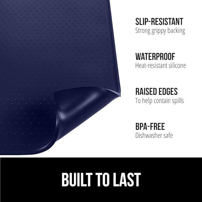 GORILLA GRIP Silicone Coffee Mat, Espresso Machine Bar Accessories, Keep Kitchen Counters Clean, Stays in Place, Waterproof and Heat Resistant Dish Drying Mats, Home Decor Essentials, 11.5x18.10, Navy