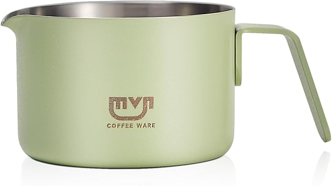 Espresso Measuring Cup with Handle – 3oz Espresso Shot Cup for Coffee Bar Accessories, 304 Stainless Steel Pouring Cups, Small Metal Coffee Cup for Home (Green)