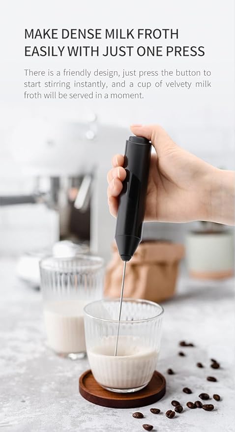 Milk Frother Wand with Stand - Milk Frother Handheld Battery Operated - Electric Whisk Coffee Frothers - Drink Mixer Handheld Frother with Stand - Hand Frother for Coffee Mixer Wand