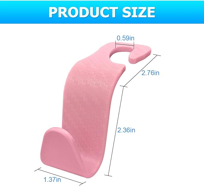 Car Back Seat Headrest Hooks, 4PCS Vehicle Backseat Storage Organizer Hanger, Multifunctional Auto Headrest Hidden Hook Universal for Handbag Purse Backpacks Bags(Carbon Fiber Pink)