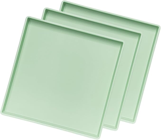 Small Square Tray (9 inch) 3 Pack, Durable Green Tray for Desserts & Organization, Lightweight for Coffee, Drinks, Party, Seasoning, Perfume and Display.