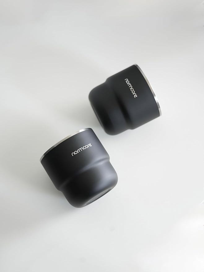 Normcore Espresso Coffee Cups, 7 oz Espresso Coffee Cup with Ceramic Coating, Double Wall Stainless Steel Coffee Mugs, 2 Pack, 210 ml, Black