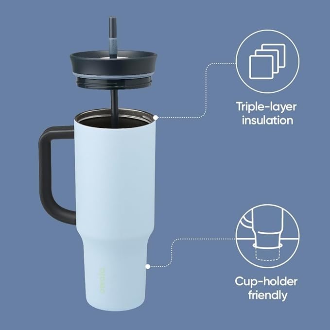 Owala 40oz Stainless Steel Triple Layer Insulated Travel Tumbler with Spill Resistant Lid & 2-in-1 Water Bottle Brush Cleaner