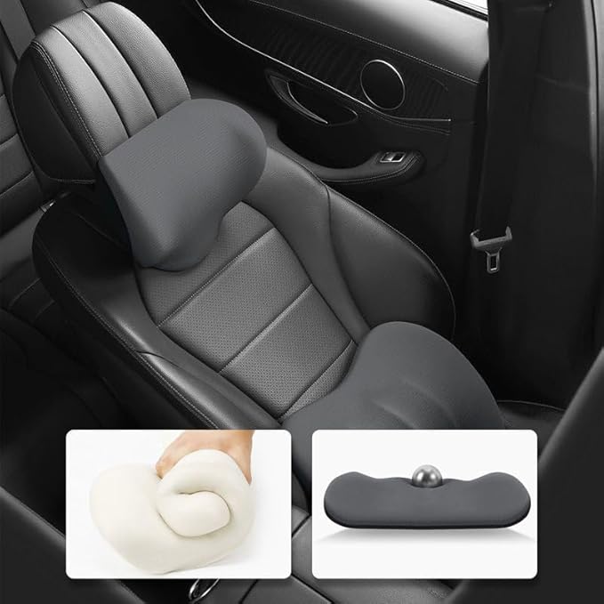 Car Memory Foam Pillow for Toyota Camry XSE/XLE/SE/LE/Hybrid 2025,Neck and Back Support Car Seat Kit Long Drive Essential Neck Pillow Lumbar Support Cushion,Blue