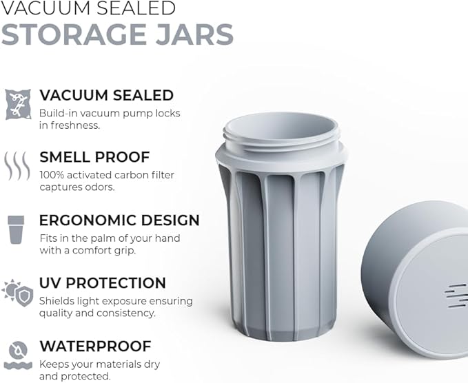 Staze Air Tight Smell Proof Container (148ml) – Vacuum Seal Stash Jar with UV Protection, Waterproof Food Storage Canister, Portable Small Smell Proof Jar for Coffee, Herb, Spice & Gummies - (OG Trio)