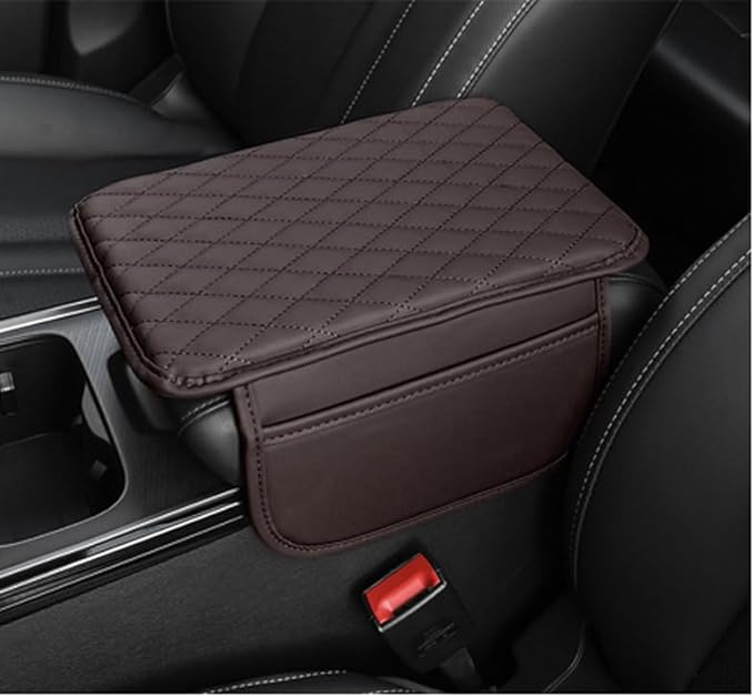 Car Armrest Cushion for Audi A4 allroad (B8 8K) 2011-2015, Car Centre Console Pad Scratch Protection Waterproof Armrest Cushion Interior Accessories,Brown