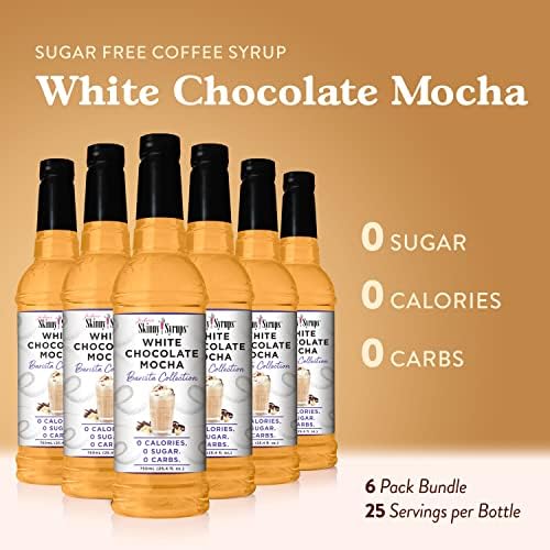 Jordan’s Skinny Syrups White Chocolate, Sugar Free Flavoring Syrup, 25.4 Ounce Bottle (Pack of 6)