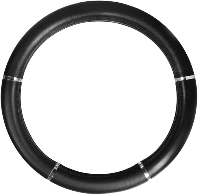 Grand General 54012 Heavy Duty 18 inches Black with chrome trims Steering Wheel Cover in Deluxe Accents Series