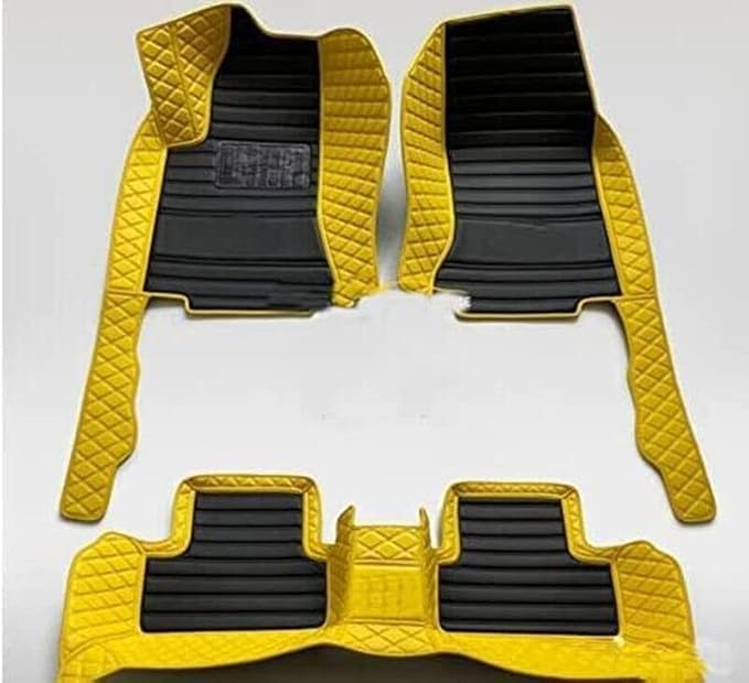 Custom Making Car Floor Mats Compatible with Audi BMW Mercedes-Benz Toyota Lexus Honda Infiniti Nissan Hyundai Kia All Models 2005-2026 (Striped Black and Yellow)