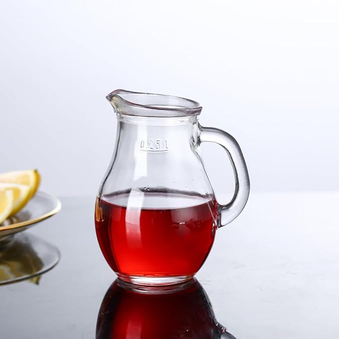 DGQ Elegant Classic Glass Creamer Pitcher - 2 Pcs, 8.5 oz, Milk & Tea Pourer