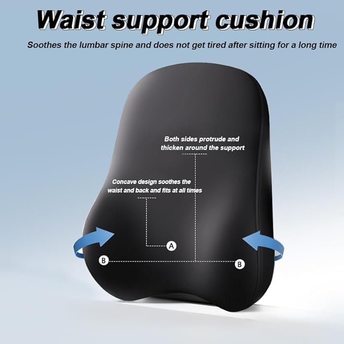 2 PCS Truck Headrest & Lumbar Support Cushion for Mack Granite 2001–2025, Ergonomic Memory Foam Cushion for Back and Neck for Neck Back Pain Relief, Adjustable Straps,A Black