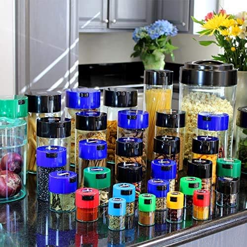 Vitavac - 5g to 20 grams Airtight Multi-Use Vacuum Seal Portable Storage Container for Dry Goods, Food, and Herbs - Green Clear