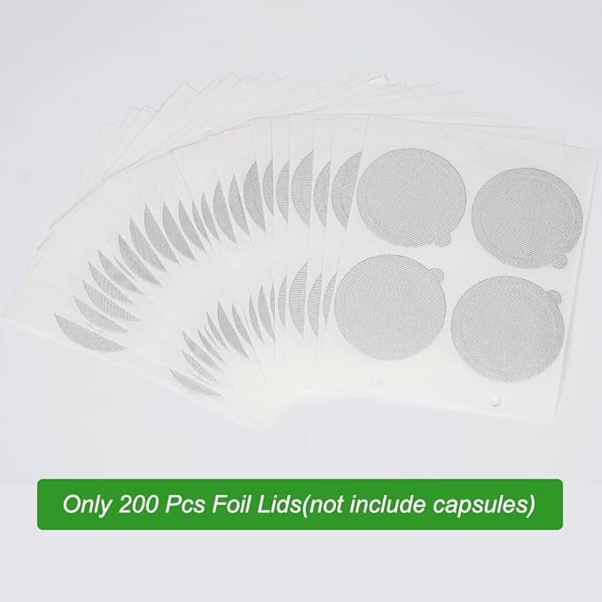 200Pcs Aluminum Foil Lids Seals for Reusable Nespresso Pods,Refillable Espresso Capsules Stainless Steel Coffee Pods Stickers Covers Seals Compatible for Nespresso Original Line Machines (200 Lids)