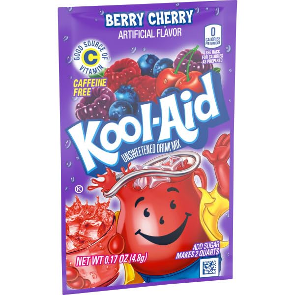 Kool-Aid Twists Blastin' Berry Cherry Unsweetened Soft Drink Mix, 0.17-Ounce Packets (Pack of 96)