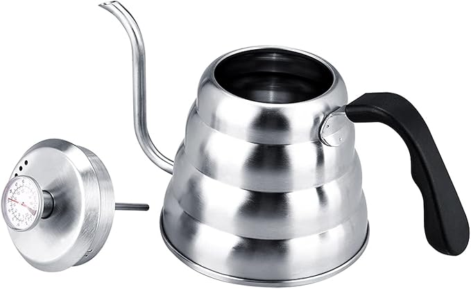 TOPINCN 304 Stainless Steel Pour Over Coffee Gooseneck Kettle Teapot with Thermometer, 1.2L Capacity, Beehive Shaped Design, for Gas, Electric and Induction Stoves (1.2L)
